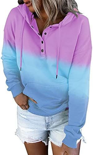 Hooded Sweatshirts for Women Hoodies Pullover Casual Sports Top Button Down Shirt with Pockets